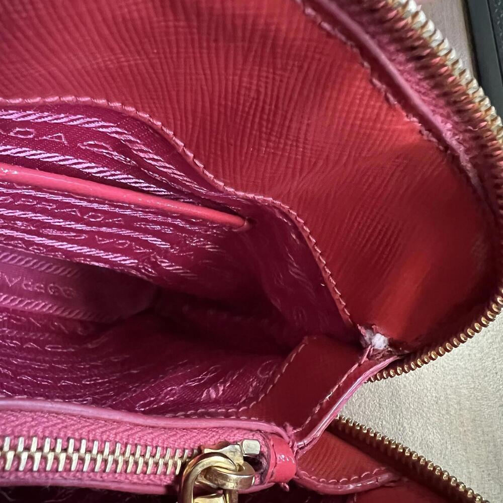 Prada Promenade Saffiano Lux Leather Crossbody Bag Small Red Gold Hardware - Picture 16 of 16